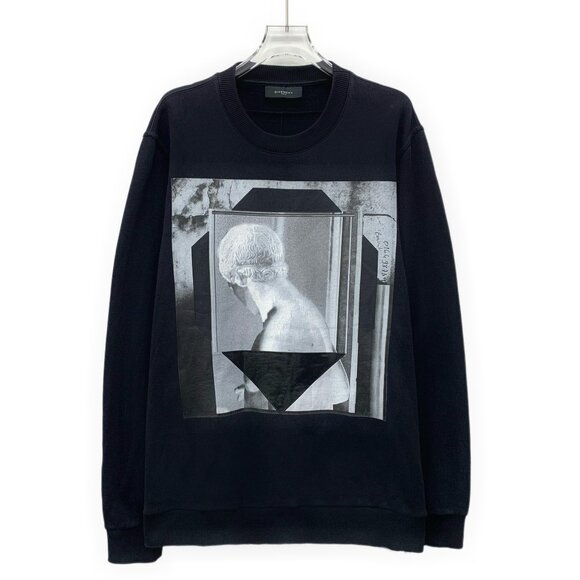 GM0634 Givenchy Givenchy black portrait printed cotton round neck long-sleeved s